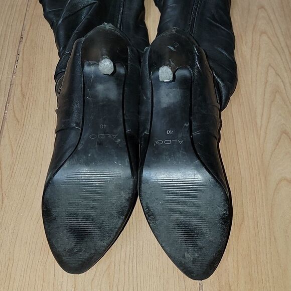 ALDO BLACK SLOUCH HIGH HEEL BOOTS, SIZE 40 (8.5) - Picture 8 of 15